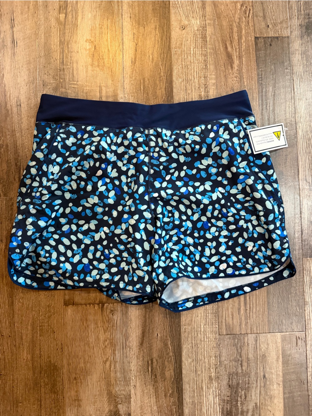 Lands' End Navy Blue Floral Speckle womens Swim Bottoms Sz med
